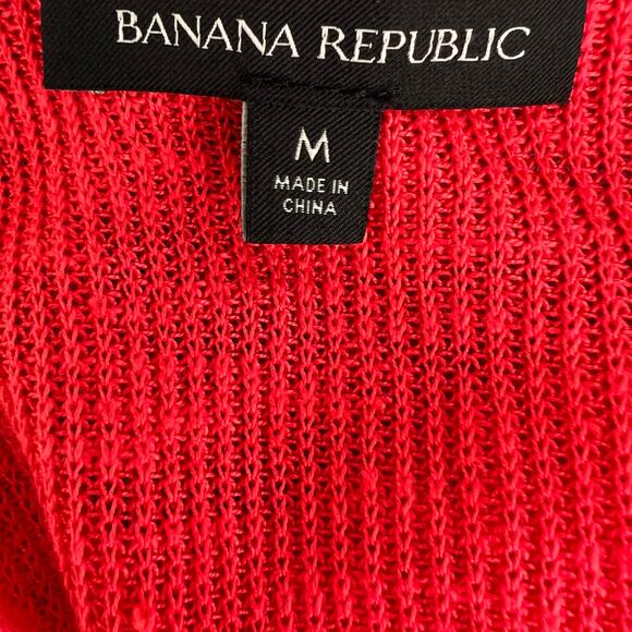 Banana Republic Linen Knit Tank Top Women's Medium High Neck Burnt Orange Shirt - Picture 7 of 13